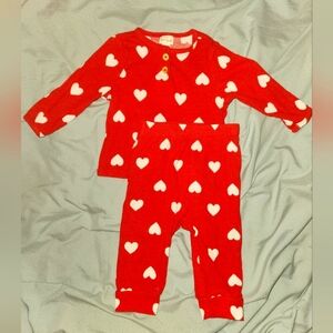 Baby Heart Cozy Ribbed Top & Bottom Set - Cat & Jack™ Red 3-6 MONTHS